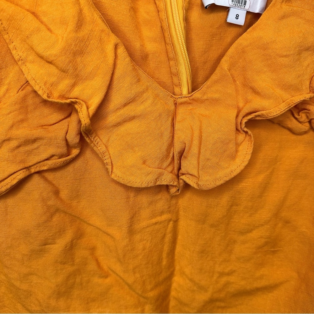 215. Marissa Webb Ditsy Ruffle Top Orange Size 8 - Picture 6 of 14